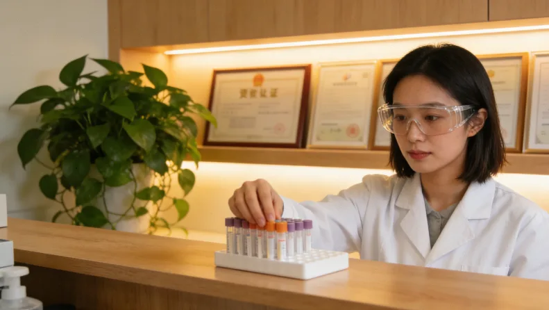 实验室人员正在操作核酸提取仪。