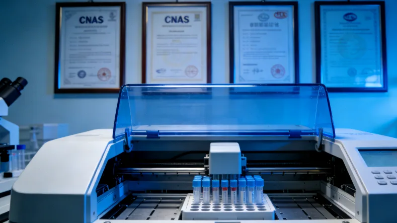 不同颜色的血液保存管和样本运输箱。