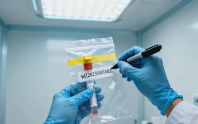 病理医生在显微镜下观察肉瘤组织切片