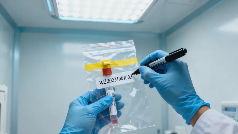 病理医生在显微镜下观察肉瘤组织切片