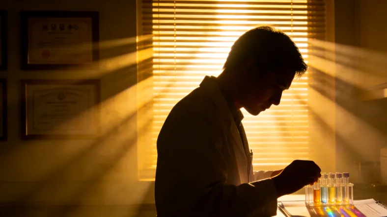 患者与医生在诊室共同观看报告并讨论的场景