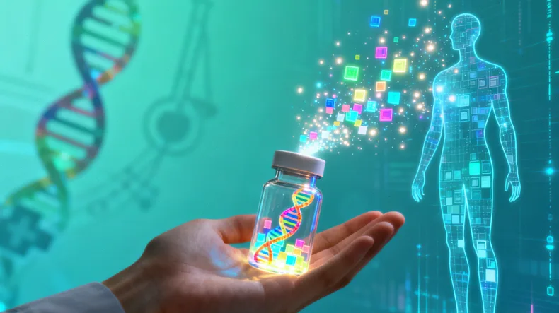 靶向药像钥匙精准插入锁孔（EGFR靶点）的示意图