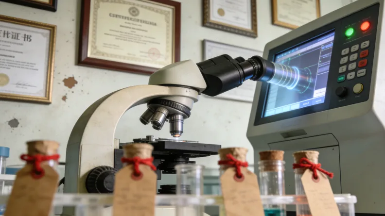 微米级厚度切片与硬币的对比示意图