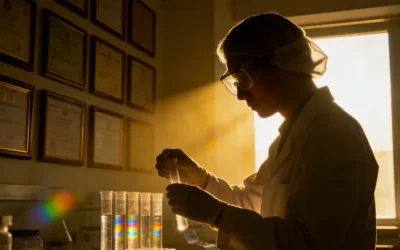 病理科医生正在用显微镜评估切片