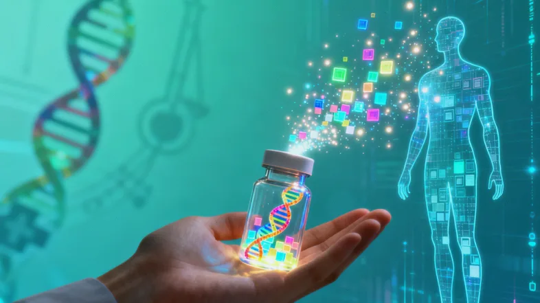 闹钟旁放着水杯和靶向药，强调定时服药