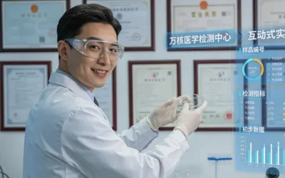 病理医生在显微镜下选取肿瘤组织区域