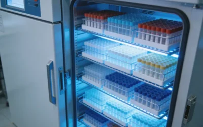 显微镜下的胰腺癌细胞与免疫细胞示意图