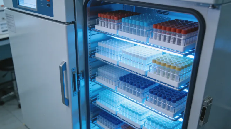 显微镜下的胰腺癌细胞与免疫细胞示意图