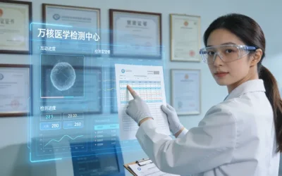 病理医生在显微镜下观察PD-L1染色切片