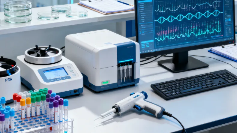 病理医生在显微镜下观察PD-L1染色切片