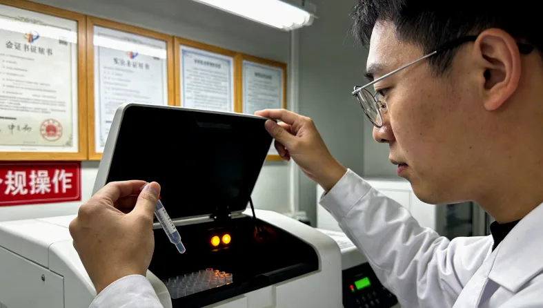 病理医生在显微镜下观察肿瘤组织切片