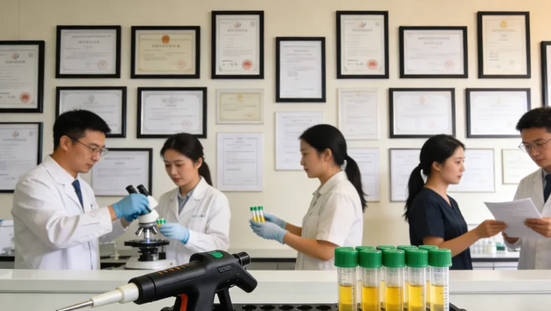 病理科医生在查看石蜡蜡块存档柜