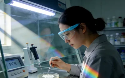 医生与患者共同查看病理检测报告