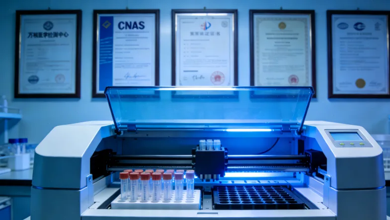 实验室技术人员进行血液样本处理