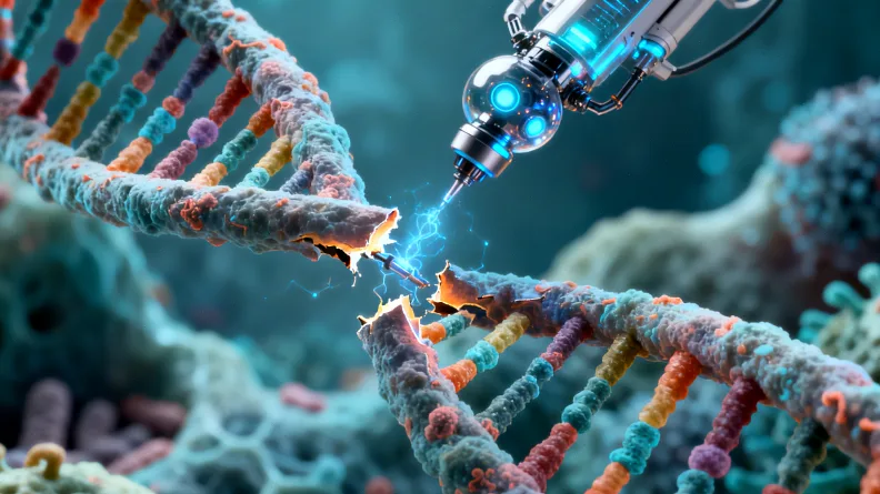 医生正在观察儿童面部特征和眼睛