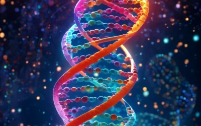 一个人正对着电脑查看色彩丰富的基因检测报告图表