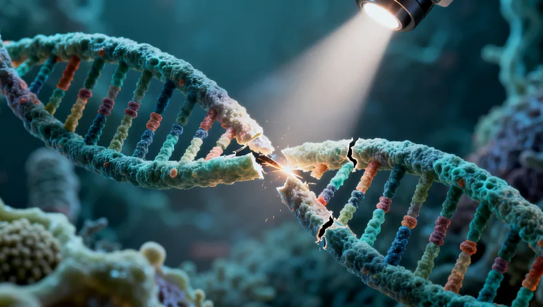 药丸与DNA双螺旋结构结合的可视化图像