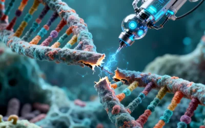 显微镜下的肺癌细胞与ALK融合示意图