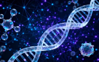 两位医生在灯箱前对比查看基因检测报告与CT片