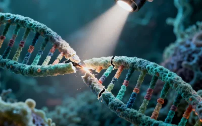 医生与患者查看基因检测报告示意图