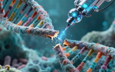 孩子戴着厚重眼镜进行视力检查