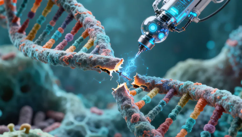 孩子戴着厚重眼镜进行视力检查