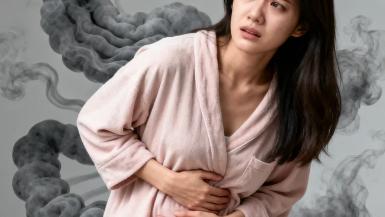 视网膜色素变性眼底照片，显示骨细胞样色素沉积