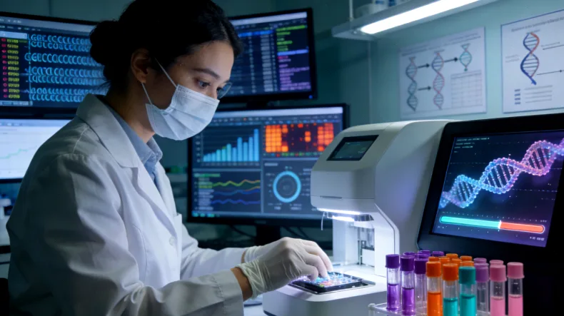 护士为新生儿采集足跟血进行筛查