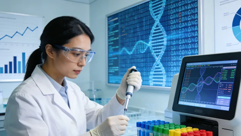 基因双螺旋结构示意图，突出标记一个突变点