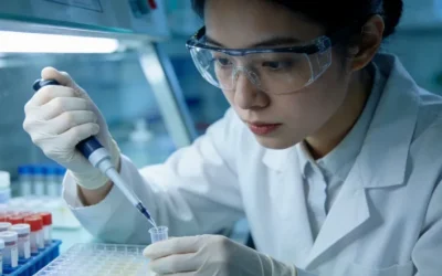 医生与患者讨论血液检测报告的场景