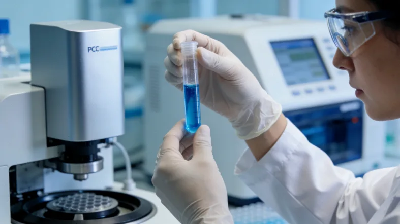 实验室技术人员进行血液样本离心处理