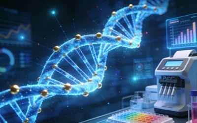 医生在诊室与患者讨论基因检测报告