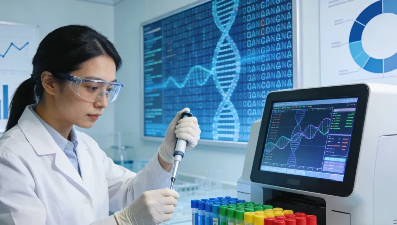 一张清晰的肺癌基因检测报告首页示意图,关键信息高亮