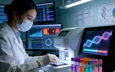 医生与患者家属围绕脑部影像进行沟通