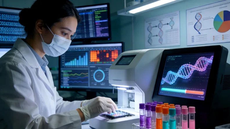 医生与患者家属围绕脑部影像进行沟通