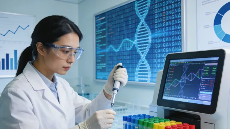 医生在CT引导下进行经皮肺穿刺活检操作示意图