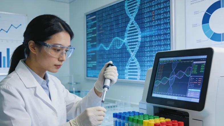 肺癌组织活检样本在显微镜下的视图