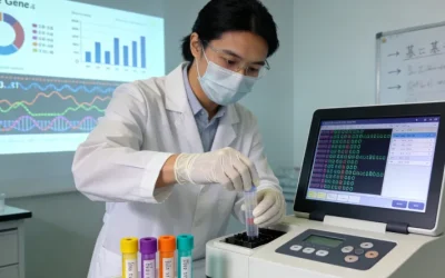 医生与患者拿着病理报告沟通的场景