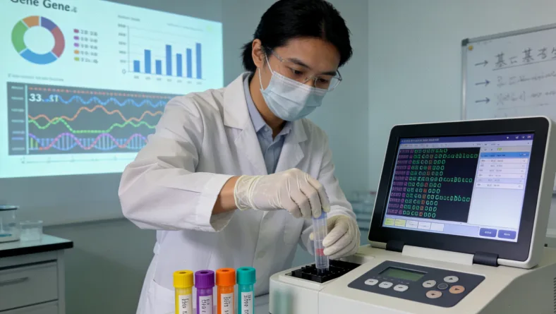 医生与患者共同观看基因检测报告