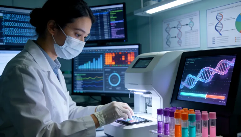 一位医生正在向患者展示乳腺癌病理报告