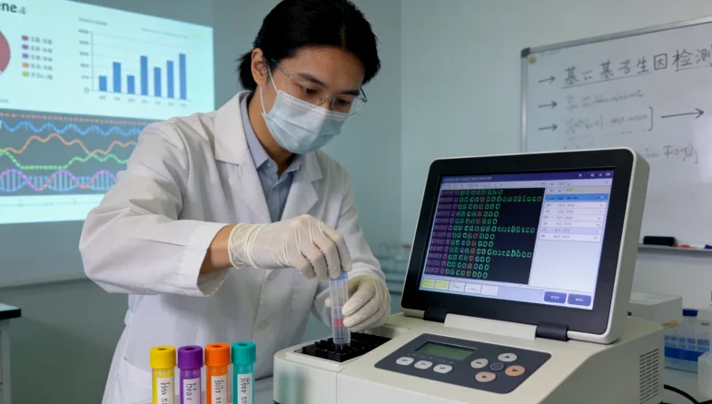 医生与术后患者共同查看基因检测报告