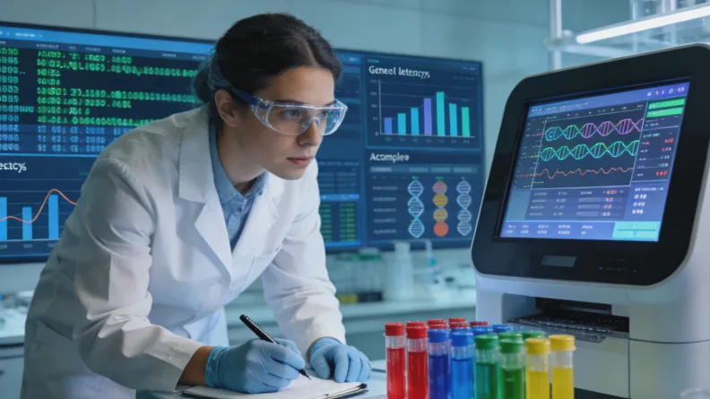 医生与患者讨论基因检测报告