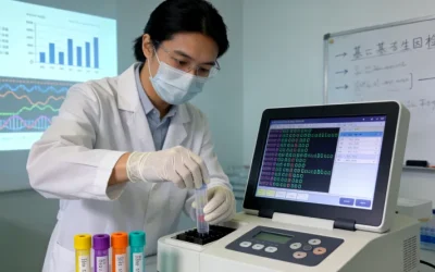 医生与患者共同查看检测报告示意图