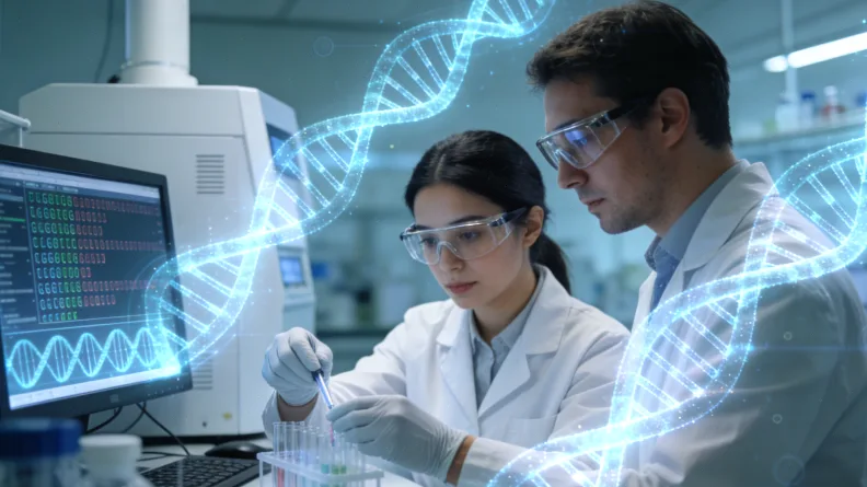 病理医生正在显微镜前进行诊断工作