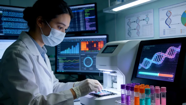 荧光原位杂交（FISH）检测显示的基因信号点