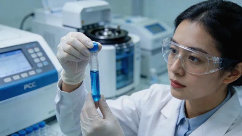 一位女性正在阅读基因检测报告，表情关切