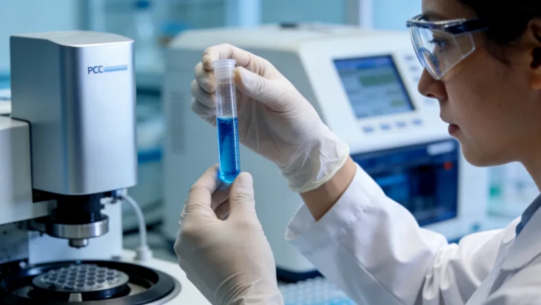 实验室技术人员进行血液样本处理