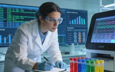 医生与患者家属讨论基因检测报告