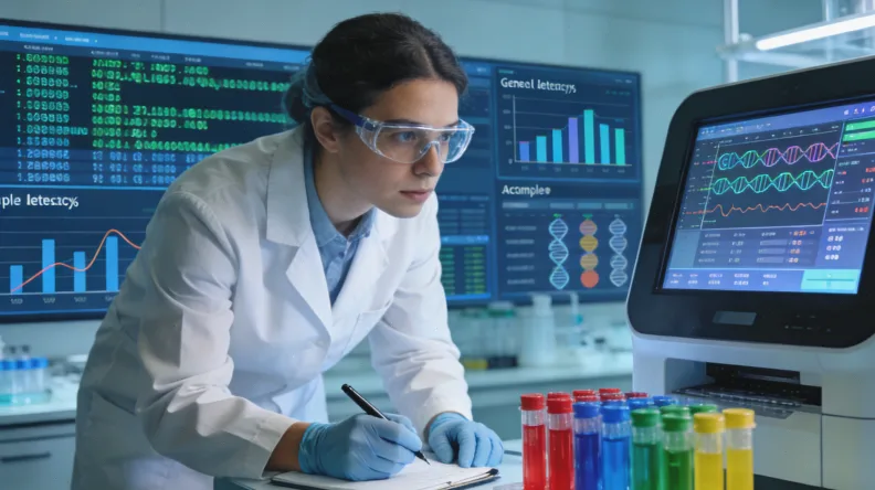 医生与患者家属讨论基因检测报告