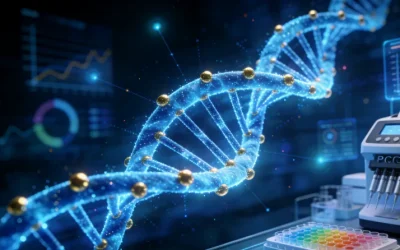 一位患者正在医生指导下翻阅厚厚的NGS检测报告